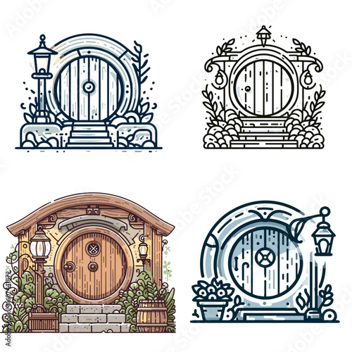 Hobbit door with lantern in various designs and styles  