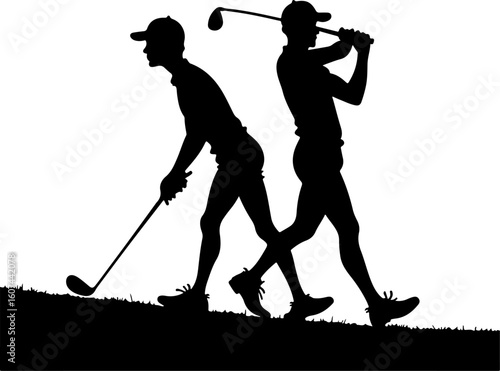 player, golf club, golf  ball, action, outdoor vector