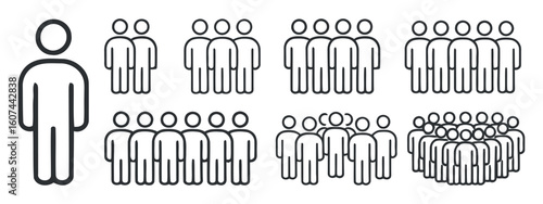 People Group Icons Vector Set A Collection of Human Figure Symbols for Teamwork and Collaboration Illustrations and Designs