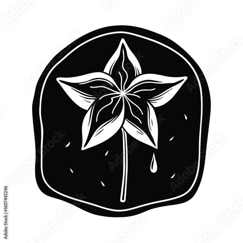 Line Art of Trillium for Tattoo Design