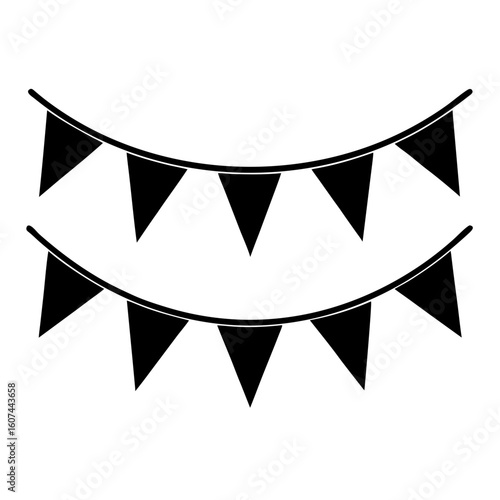 A string of black bunting flags for decoration