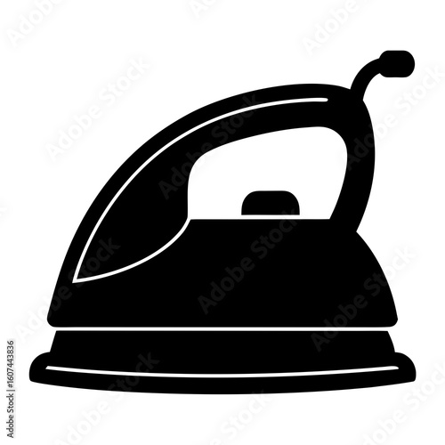 A black iron for clothes isolated on a white background