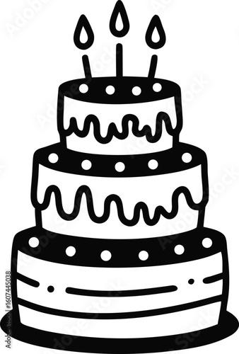 Tall Multi Layered Birthday Cake Celebration Vector Illustration