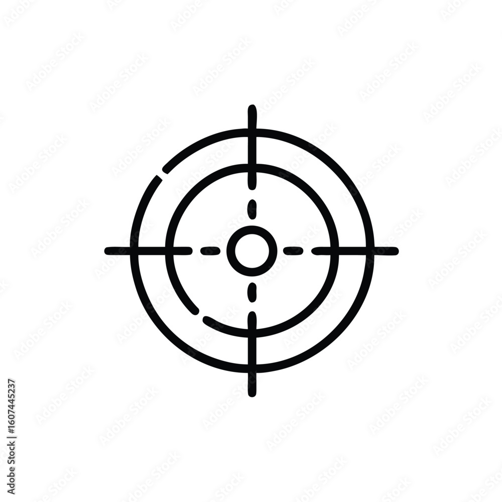 Outline crosshair targeting symbol with concentric circles lines goal focus Outline crosshair targeting symbol with concentric circles lines goal focus