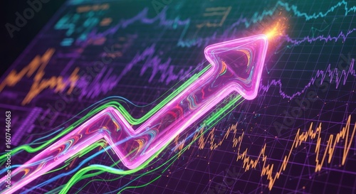 Jade sharp arrow moving up a financial graph, dark background, high detail	