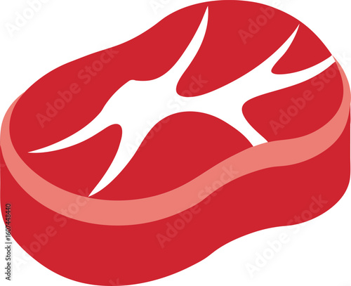 Red Filet Mignon Steak Illustration with Realistic Marbling