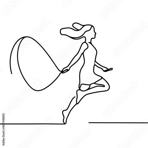 Woman jumping rope against transparent background