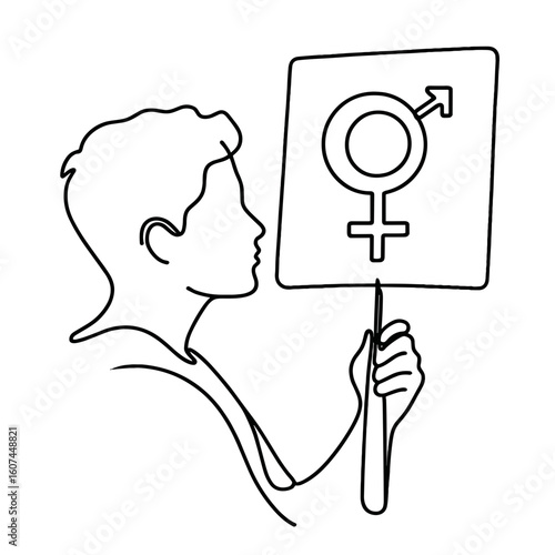 Person holding sign for gender equality protest