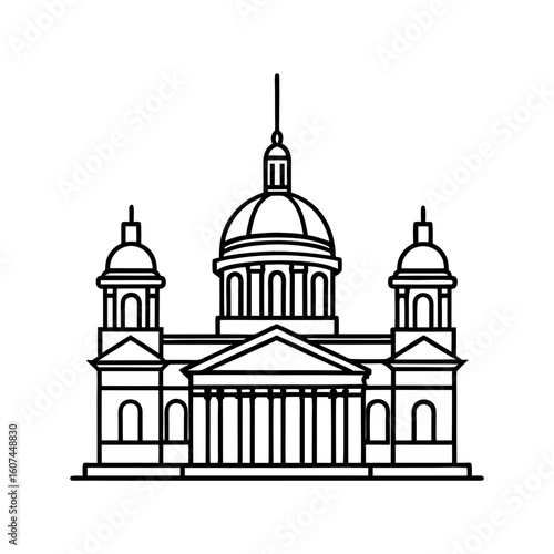 saint petersburg thin contours clear details vector line art silhouette
