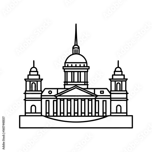 saint petersburg thin contours clear details vector line art silhouette