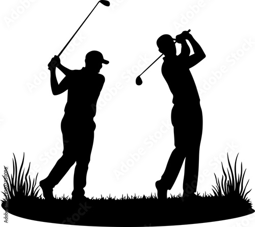 Golf Swing Sequence man  player, golf club, vector bundle