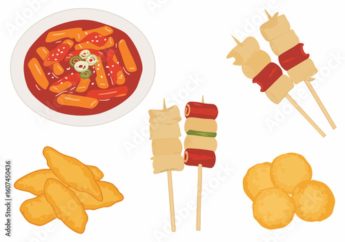 Simple Flat Illustration Korean Food Snacks and Street Food Illustration