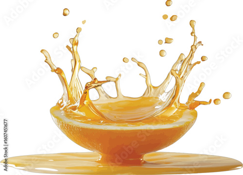 Orange juice splash citrus fruit vector
