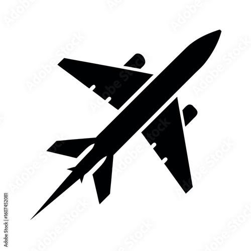 Airplane Takeoff Silhouette Icon Vector Illustration