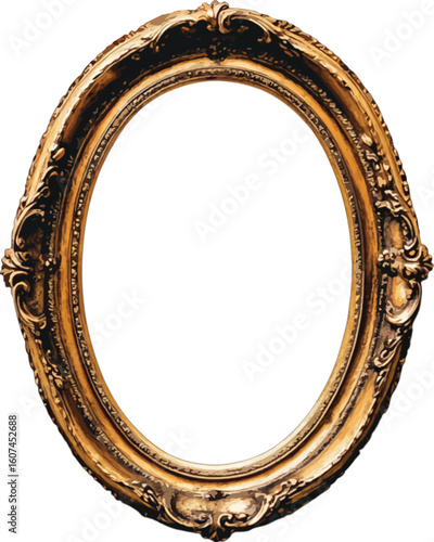 Ornate gold oval picture frame antique