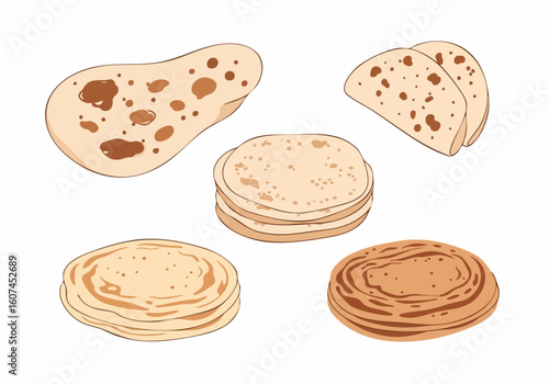 Simple Handdrawn Delicious Bread Illustration Collection for Food Microstock