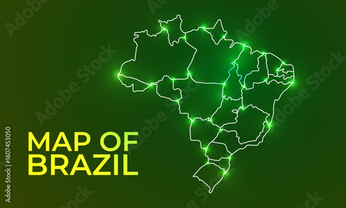 Brazil map in vibrant low poly style, modern geometric design perfect for creative projects.	
