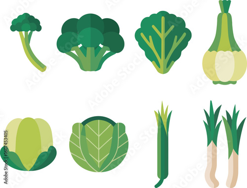 Collection of fresh green vegetables and leafy greens