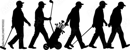 Golf Swing Sequence man  player, golf club, vector bundle
