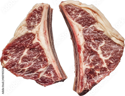 Raw beef chuck roast slices marbled fat meat