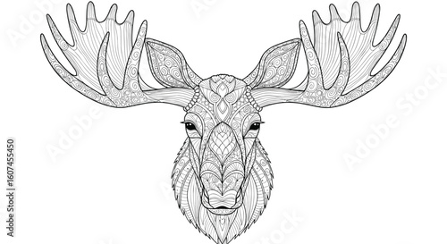 Majestic moose head silhouette rustic forest animal wildlife art illustration vector graphic design element