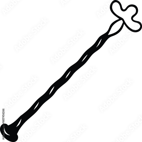 Magic Wand with a Bone Handle Black and White Doodle