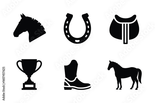 Horse head horseshoe saddle trophy boot horse equine equestrian