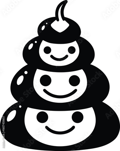 Pumpkin Stack with Silly Faces Black and White Doodle