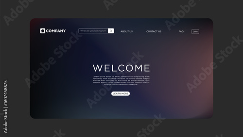 Modern website landing page design with welcome message and clean navigation bar
