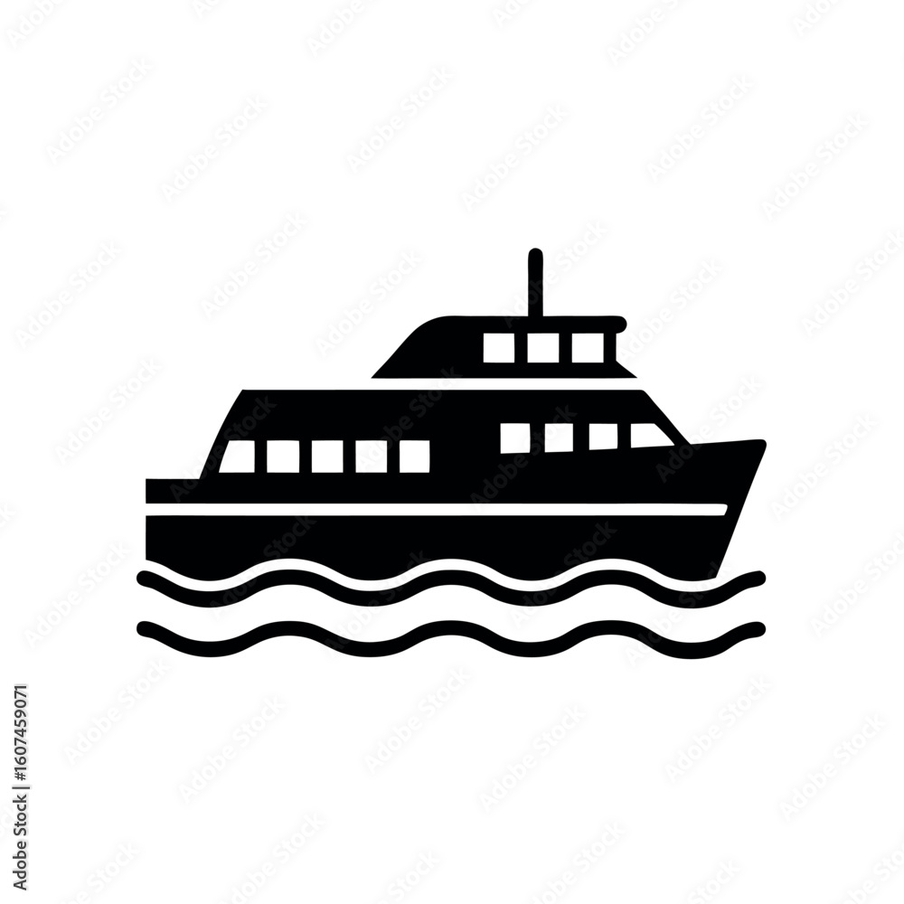 Obraz premium Ferry Boat on Ocean Icon Vector Illustration