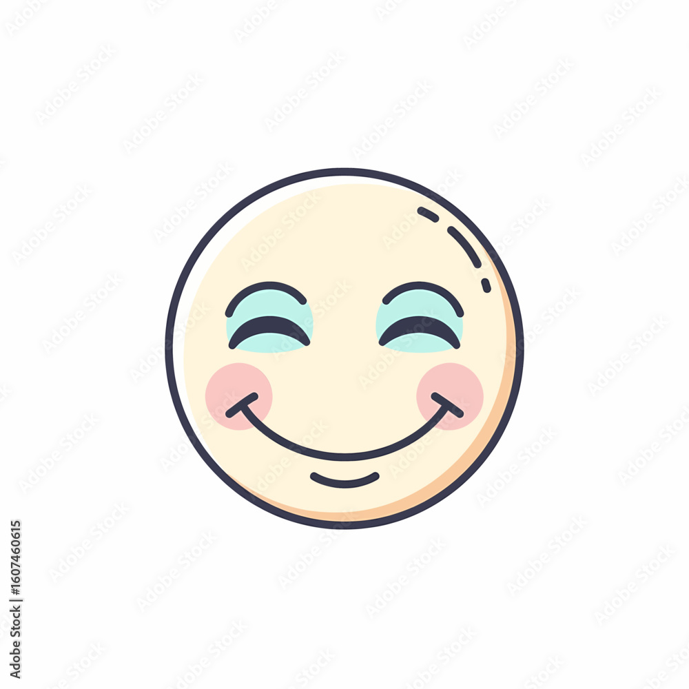 Obraz premium Happy Emoji with Closed Eyes and Rosy Cheeks Icon
