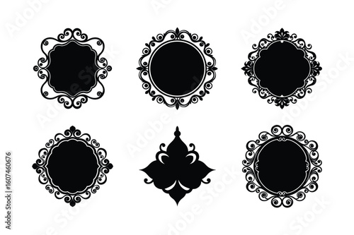 Traditional flourish frame group for artistic content creation Silhouette Vector illustration