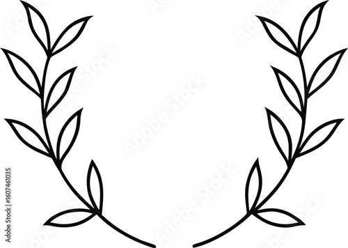 leafy border icon line art vector illustration on transparent background
