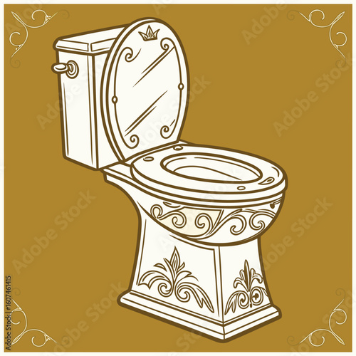 golden toilet bowl isolated on white