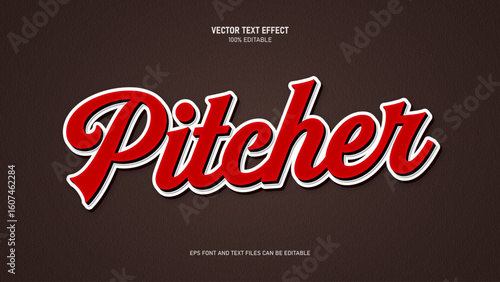 Pitcher Retro vintage text style text effect