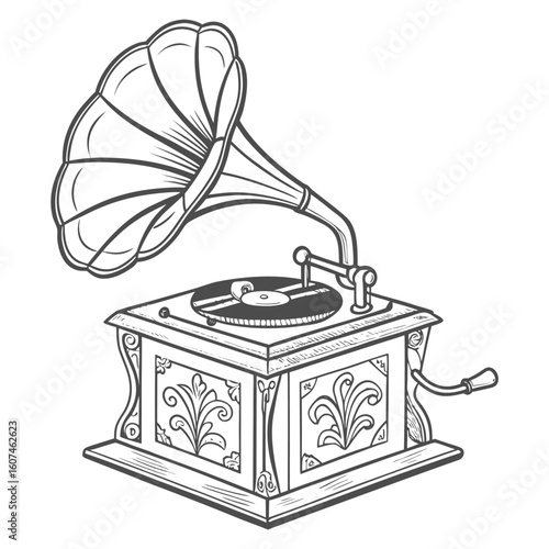 vintage gramophone isolated on white