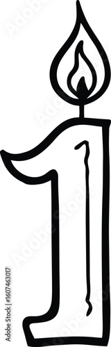 The Number One Stylized as a Birthday Candle