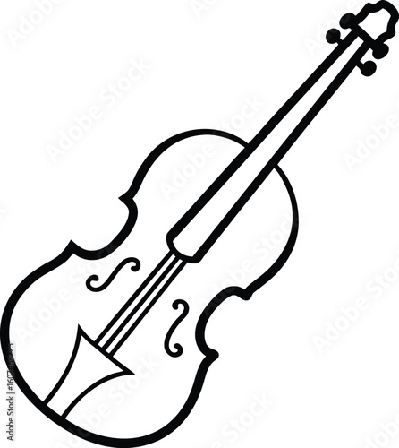 violin icon line art vector illustration on transparent background	