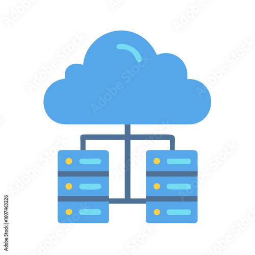 Cloud computing connected to servers on black background