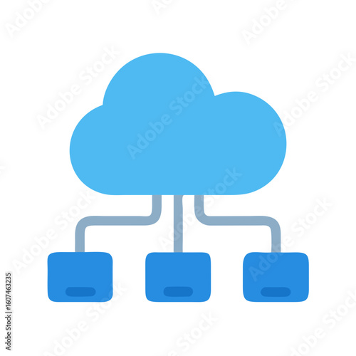 Abstract cloud computing network with connected nodes icon