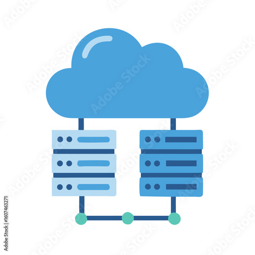 Flat design cloud computing data server network illustration