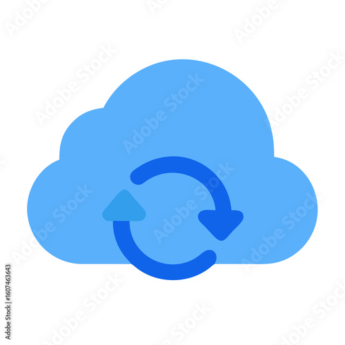 Blue cloud with circular arrow symbol for syncing