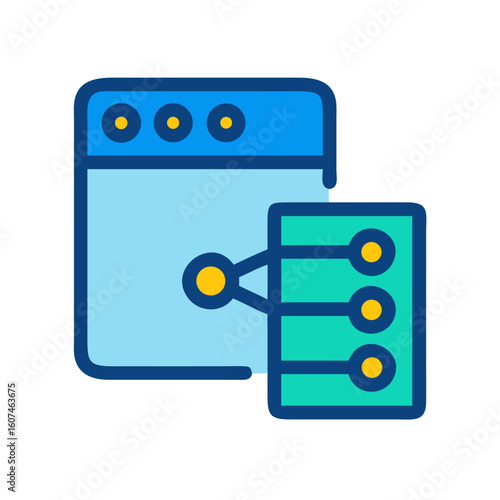 Connected data nodes in graphical user interface view