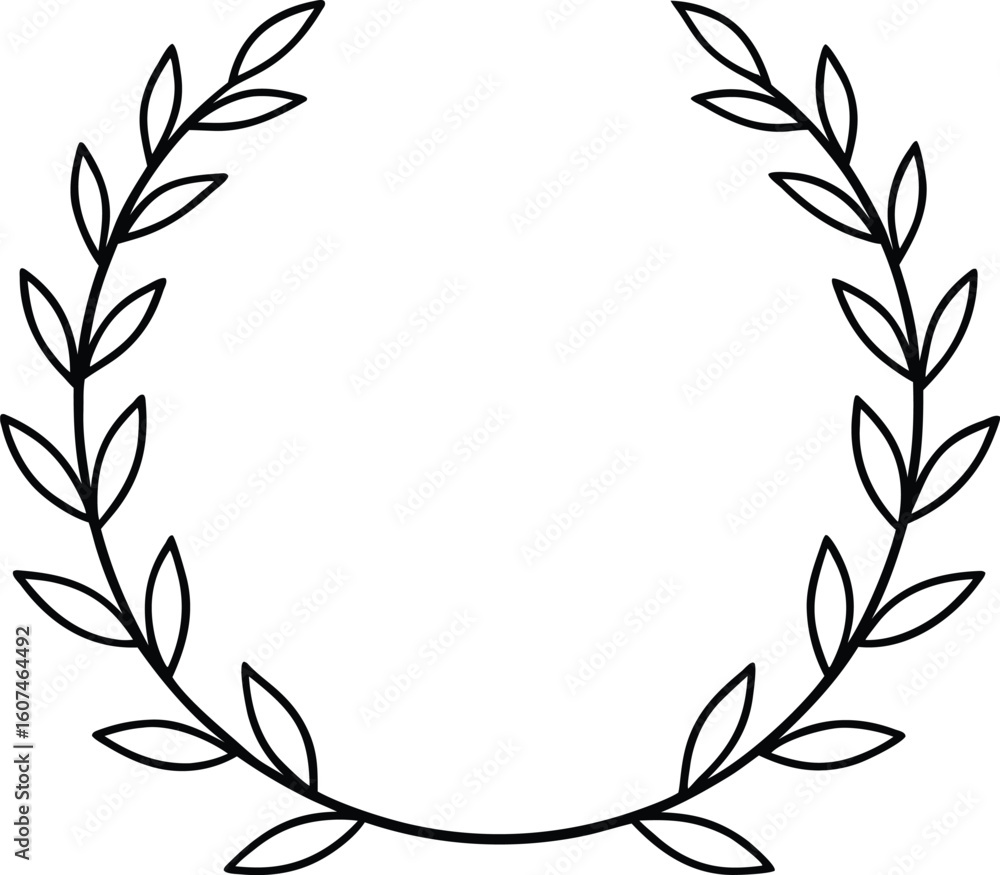 Naklejka premium wreath with leaves icon line art vector illustration on transparent background 