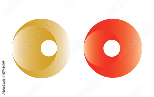 Modern gradient circular shapes in red and gold tones.