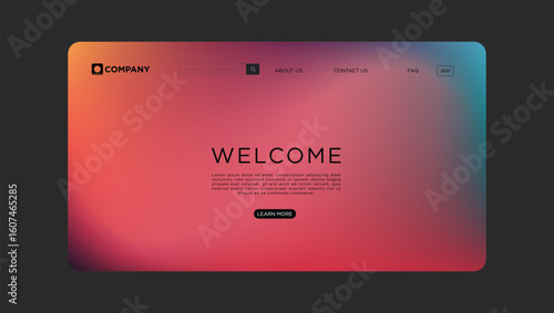 Stylish website landing page with vibrant gradient background for modern business or creative agency