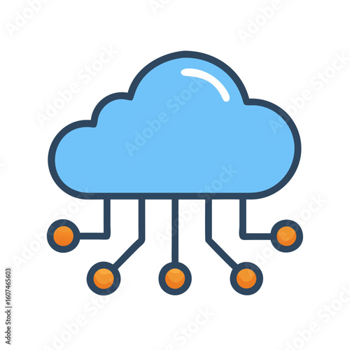 Stylized cloud computing network icon on a black background