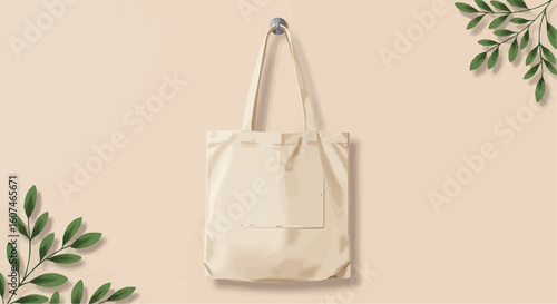 Beige tote bag fro branding vector image