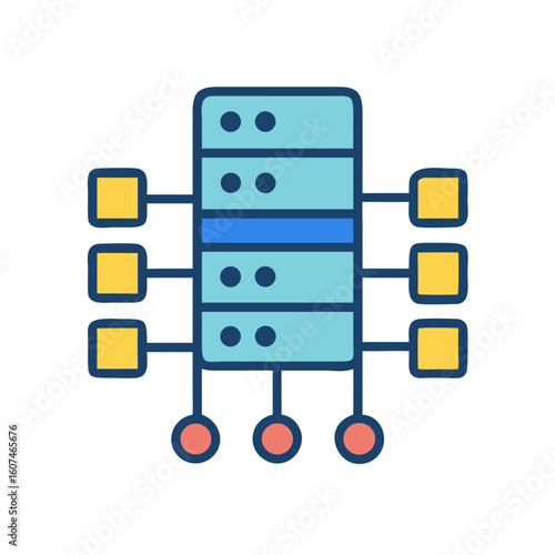 Network server icon illustration, data communication and connection concept
