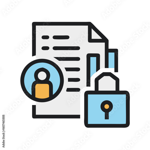 Data Protection Icon with Security Lock and User Profile